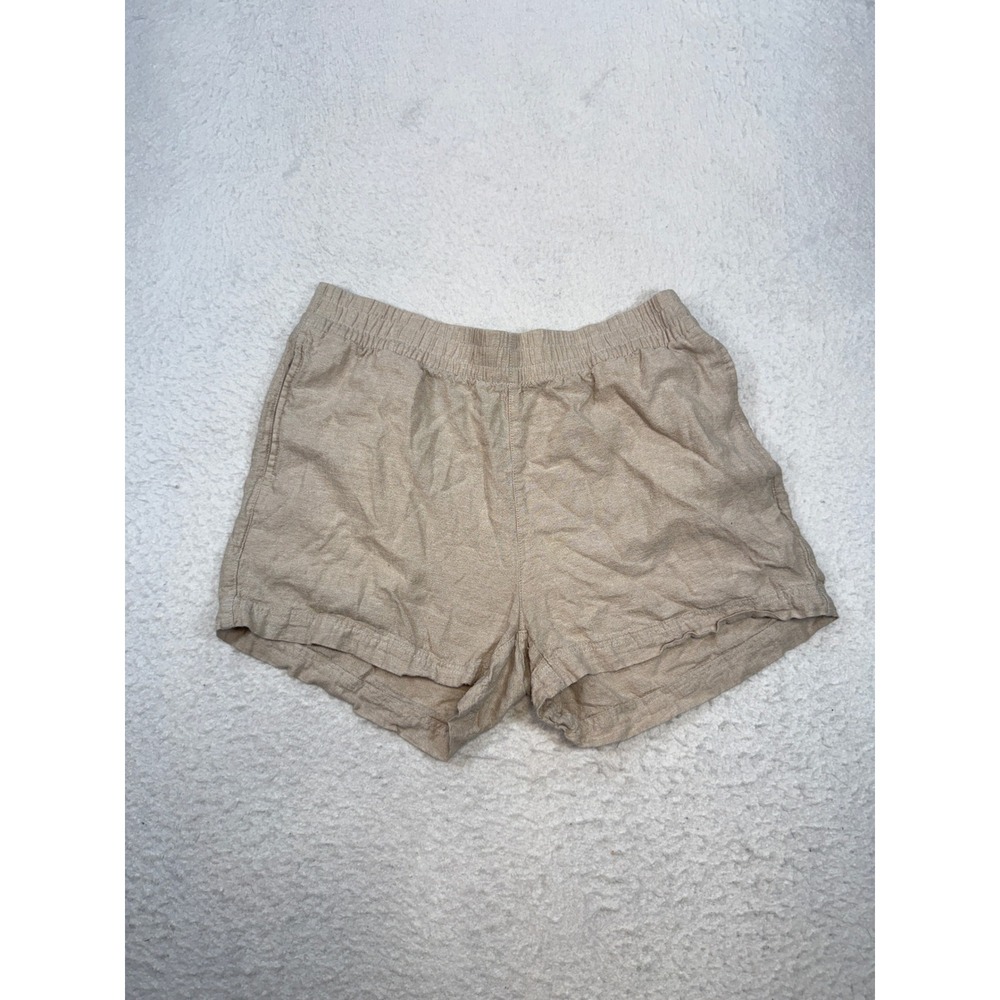 Old Navy Womens Large Beige Linen Blend Comfort Waistband Casual Shorts